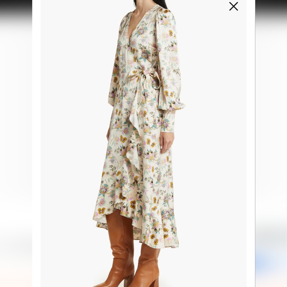 0 & Other Stories Los Angeles Atelier Cream Floral Maxi Wrap Dress - Picture 2 of 8